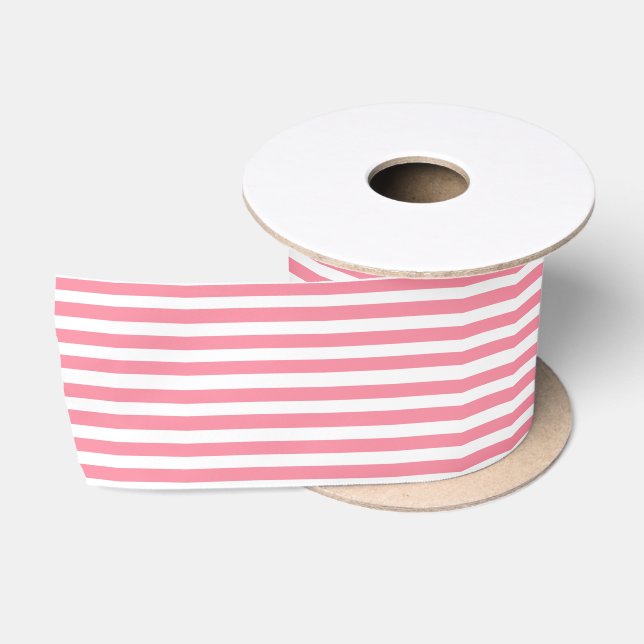 Soft Pink and White Stripes Satin Ribbon (Spool)