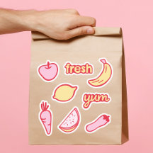 Soft Pink and Yellow fruit and veggie stickers set