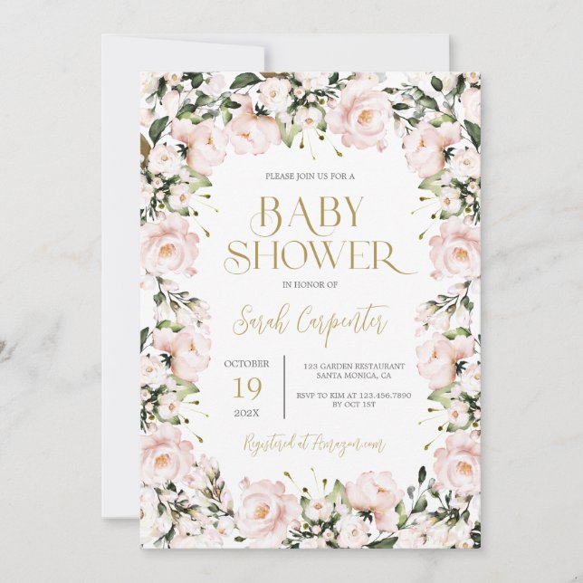 Soft Pink Baby Shower Invitation (Front)