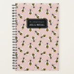 Soft Pink Bee Pattern Custom Name Planner<br><div class="desc">Start your year off on the right foot with this personalised and chic week and month planner featuring a pattern of rustic, illustrated honey bees on a pale blush pink background. Don't forget to customise the front with the text of your choice!</div>