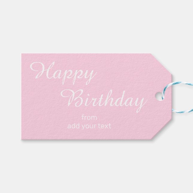 Soft Pink Birthday Gift Tags (Front (Horizontal))