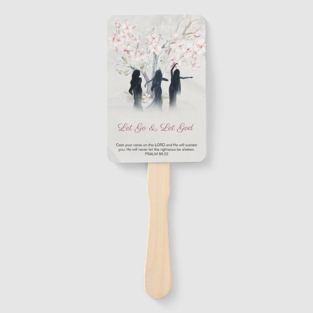 Soft Pink Blossom Women's Church Retreat Hand Fan (Front)