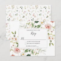 Soft Pink Blossoms Petals Floral Wedding RSVP