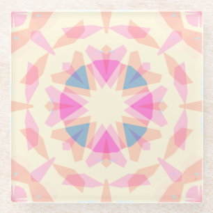 Soft Pink Blue Magic Star Pastel Eclectic Decor Glass Coaster