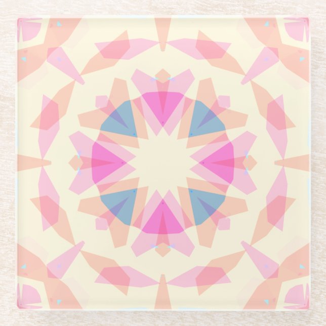 Soft Pink Blue Magic Star Pastel Eclectic Decor Glass Coaster (Front)