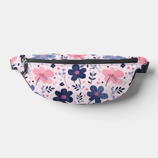 Soft Pink Blue Wildflower Meadow Aesthetic Bum Bags (Lay Down)