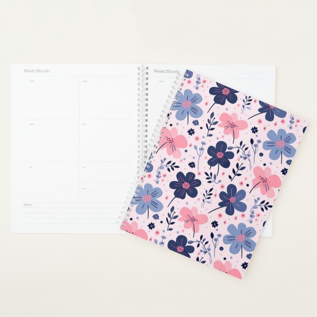 Soft Pink Blue Wildflower Meadow Aesthetic Planner (Display)