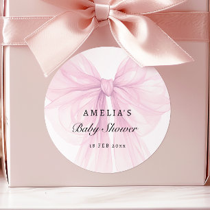 Soft Pink Blush Bow Baby Girl Stickers