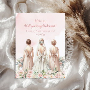 Soft pink blush roses eucalyptus Bride bridesmaid Invitation