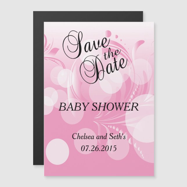 Soft Pink Bokeh Florid | Baby Girl Shower Magnetic Invitation (Front/Back)