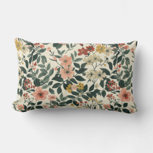 Soft Pink Botanical Elegance Lumbar Cushion