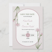 Soft Pink Botanical Wedding Invitation