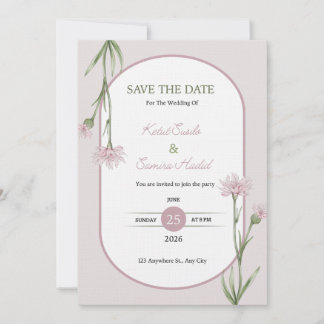 Soft Pink Botanical Wedding Invitation