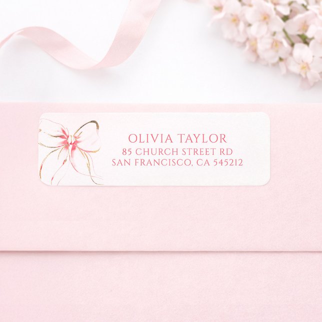 Soft Pink Bow Baptism (Pink Bow Labels)