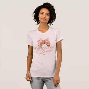 Soft Pink Bow French Coquette Croissant T-Shirt