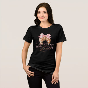 Soft Pink Bow French Coquette Croissant Tri-Blend Shirt