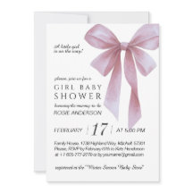 Soft Pink Bow Girl Baby Shower
