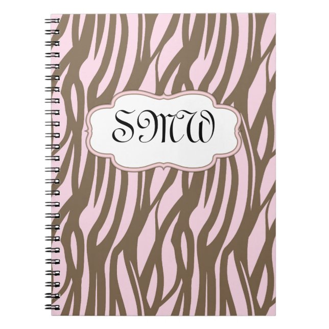 Soft Pink + Brown Monogram Frame Journal Notebook (Front)