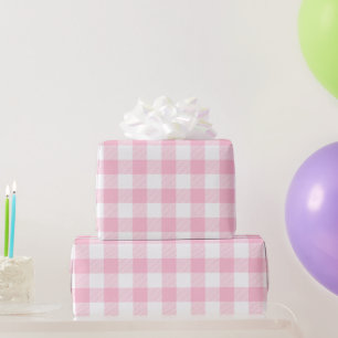 Soft Pink Buffalo Check Baby Shower Birthday Gift Wrapping Paper