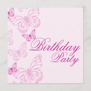 Soft Pink Butterfly Birthday Invitation