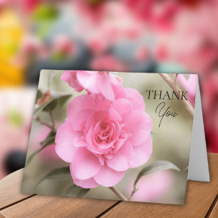 Soft Pink Camellia Flower  Thank You Card