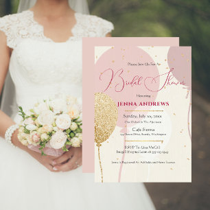 Soft Pink, Casual, Elegant, Bride Name, Invitation