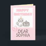 Soft Pink Cat&Cake Happy Birthday  Card<br><div class="desc">It's the Adorable Cat&Cake Happy Birthday Card. A cat in a hat and a cake are so cute. Soft pink and warm yellow are harmonised. It was designed as if a cute child had drawn it by hand. It's meaningful gift for your loved one. Purchase yours today! Have a good...</div>