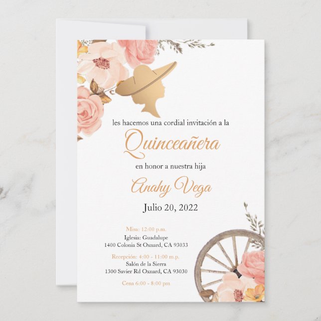 Soft Pink Charra Watercolor Invitation, Pink  Invitation (Front)