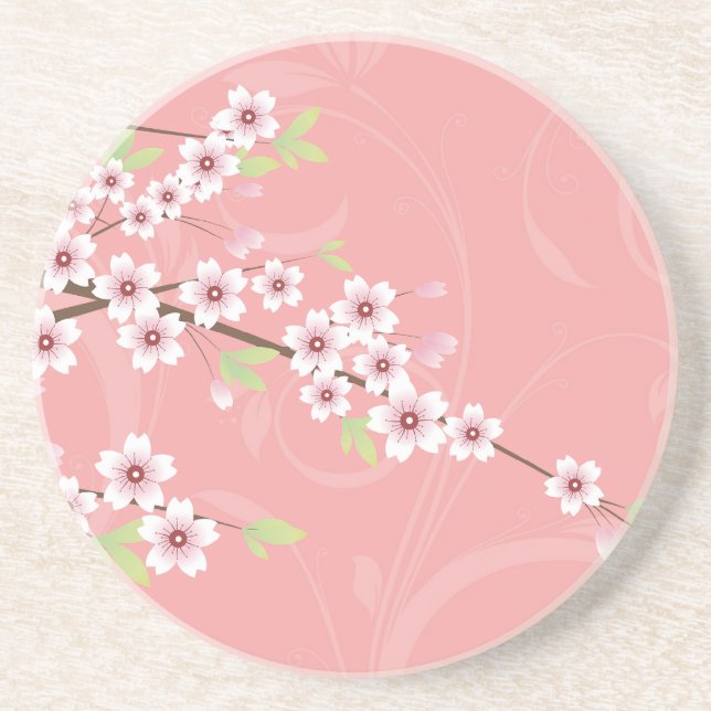 Soft Pink Cherry Blossom Coaster (Front)