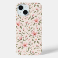 Soft Pink Cherry Blossom Floral Seamless Pattern