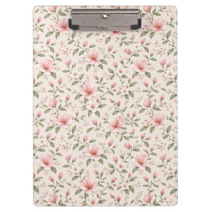 Soft Pink Cherry Blossom Floral Seamless Pattern Clipboard