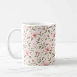 Soft Pink Cherry Blossom Floral Seamless Pattern Coffee Mug