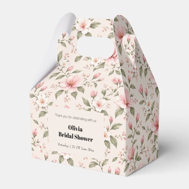 Soft Pink Cherry Blossom Floral Seamless Pattern Favour Box (Front Side)