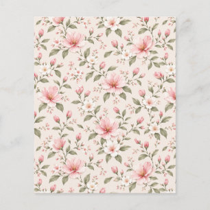 Soft Pink Cherry Blossom Floral Seamless Pattern Flyer