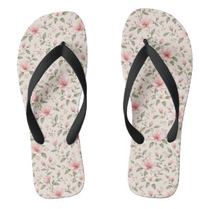 Soft Pink Cherry Blossom Floral Seamless Pattern Jandals