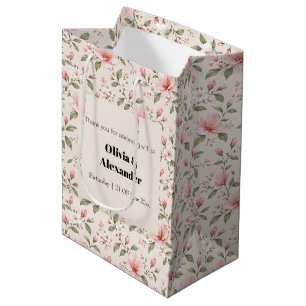 Soft Pink Cherry Blossom Floral Seamless Pattern Medium Gift Bag