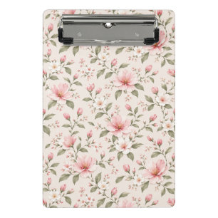 Soft Pink Cherry Blossom Floral Seamless Pattern Mini Clipboard