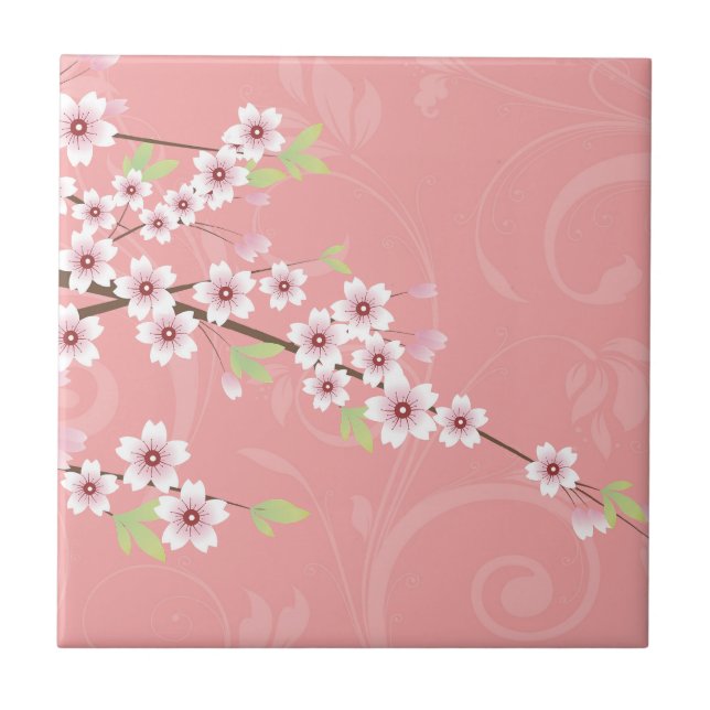 Soft Pink Cherry Blossom Tile (Front)