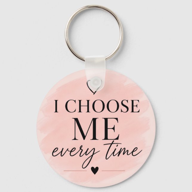 Soft Pink Chic Self Love Aesthetic Key Ring (Back)