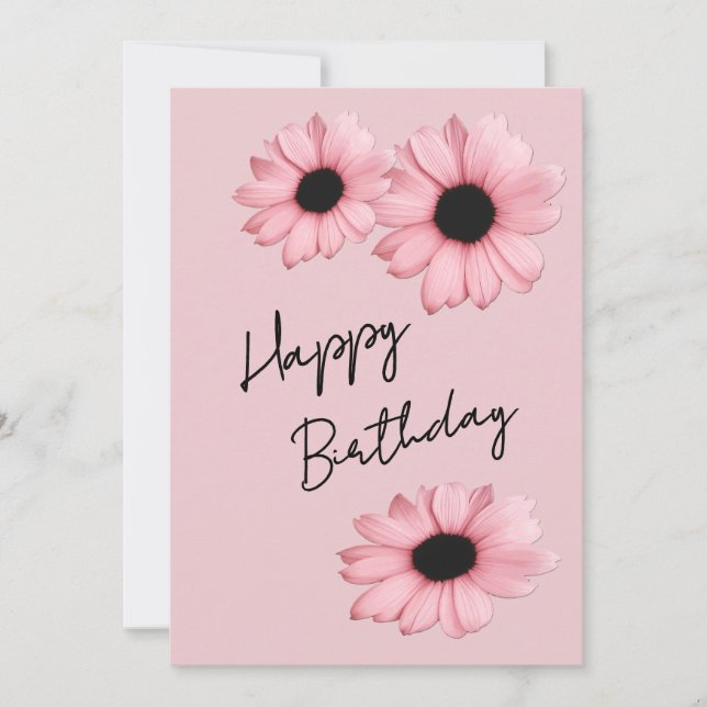 Soft Pink Daisies on rose background Birthday Holiday Card (Front)
