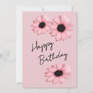 Soft Pink Daisies on rose background Birthday Holiday Card