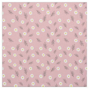 Soft Pink Daisy Botanical Pima Cotton Fabric