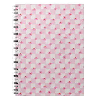 Soft Pink Daisy Chequerboard Floral Pattern Notebook