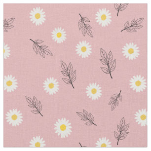 Soft Pink Daisy Scatter Combed Cotton Fabric