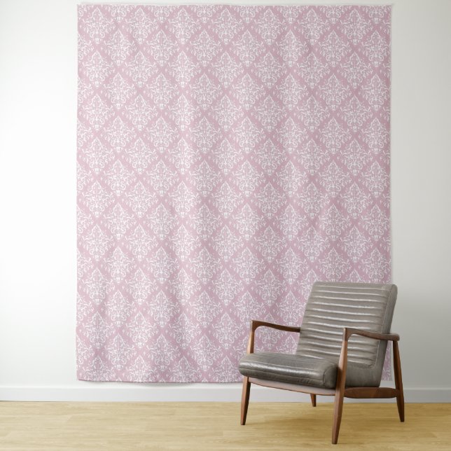 Soft Pink Damask Backdrop for Influencers  Tapestry (In Situ)
