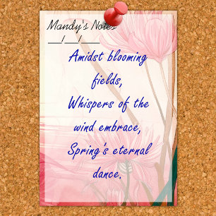 Soft Pink Delicate Floral Trendy 4" x 6" Post-it Notes