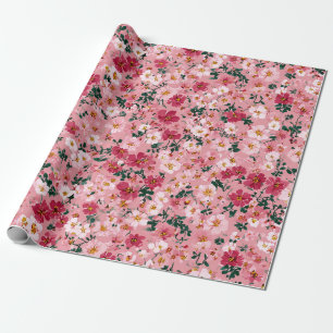 Soft Pink Ditsy Flower Pastel Boho 70s Vintage Wrapping Paper