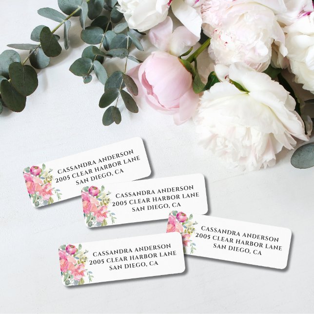 Soft Pink Dusty Blue Floral Return Address Labels (Creator Uploaded)