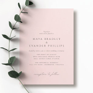 Soft Pink   Elegant Classic Style Blush Wedding Invitation