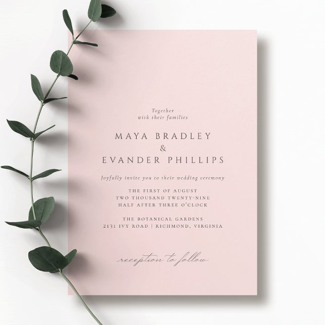 Soft Pink | Elegant Classic Style Blush Wedding Invitation (Creator Uploaded)